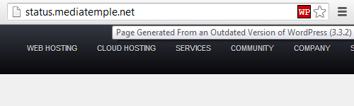 Media Temple's Sytem Status Website is Running WordPress 3.3.2