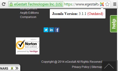 Joomla Version Used on Website Shown