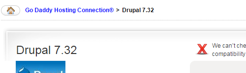 GoDaddy's Hosting Connectin is installing Drupal 7.32