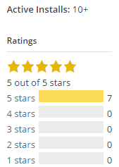 Active Installs: 10+, 7 five Star Reviews