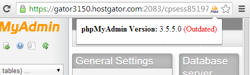 HostGator is using phpMyAdmin 3.5.5.0