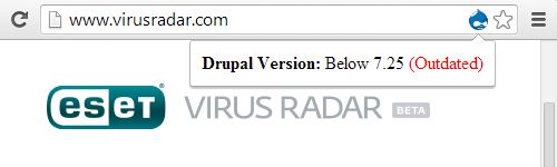 The ESET Virus Radar Website is Running a Drupal Version Below 7.25