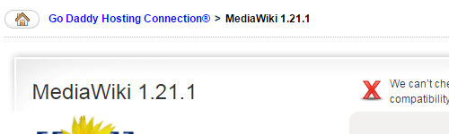 GoDaddy's Hosting Connectin is installing MediaWiki 1.2.1.1