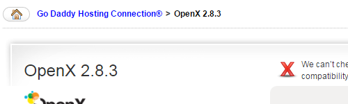 GoDaddy's Hosting Connectin is installing OpenX 2.8.3